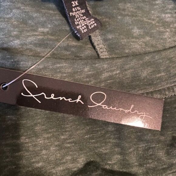 French Laundry Olive Green with lace hem long sleeves tunic, size 3X - Picture 3 of 3